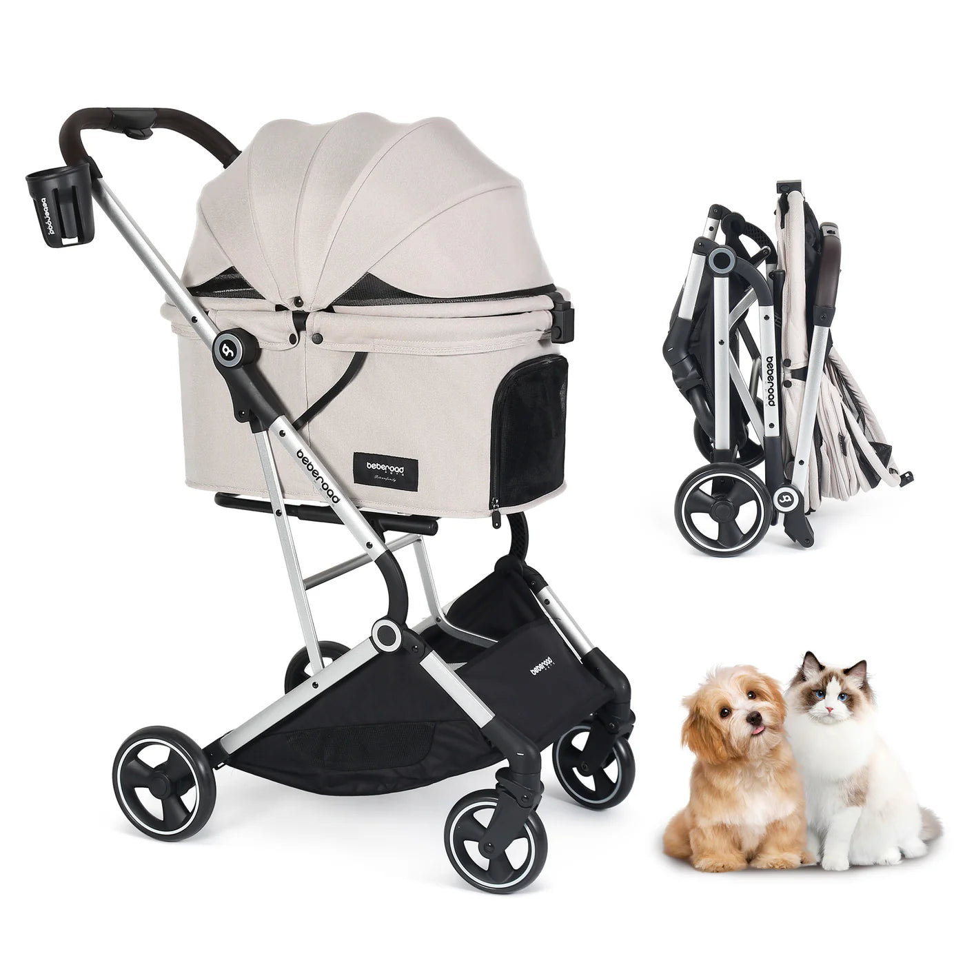 Beberoad T4 Pet Stroller | Small to Medium Dogs & Cats up to 20kg | 3 Colours