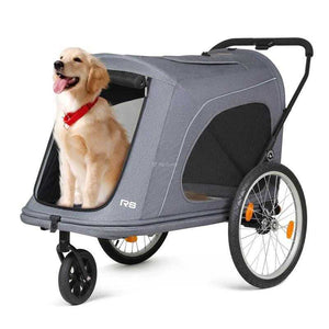 Beberoad R8 dog stroller for large dogs and multi-pets up to 45kg in black and grey colors