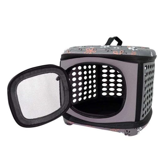 Ibiyaya® collapsible traveling hand pet carrier in grey and tuscany colors with EVA foam, lightweight and waterproof design