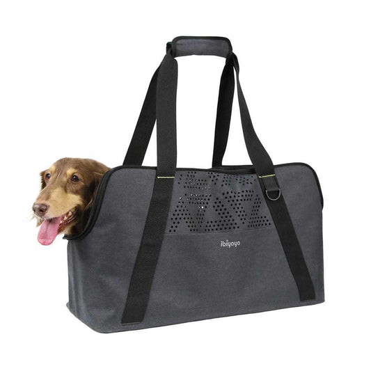 Ibiyaya® Dachshund Breezy Wanderer lightweight pet tote bag with perforated floral design and TPU durability