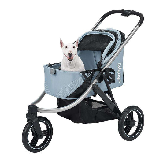 Ibiyaya The Beast all-terrain dog stroller and pram in black with large wheels and mesh windows