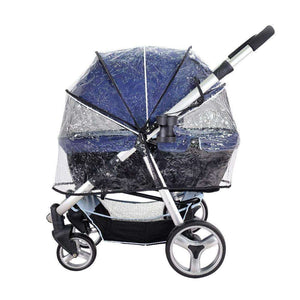Transparent Raincover Retro Luxe Stroller protecting dog from rain and wind