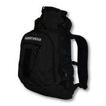 K9 Sports Sack Plus 2 black dog backpack carrier with storage pack and padded straps