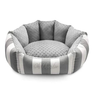 Oh Charlie Lisbon Pet Bed by Oh Charlie - Grey & White Stripes Pets Own Us
