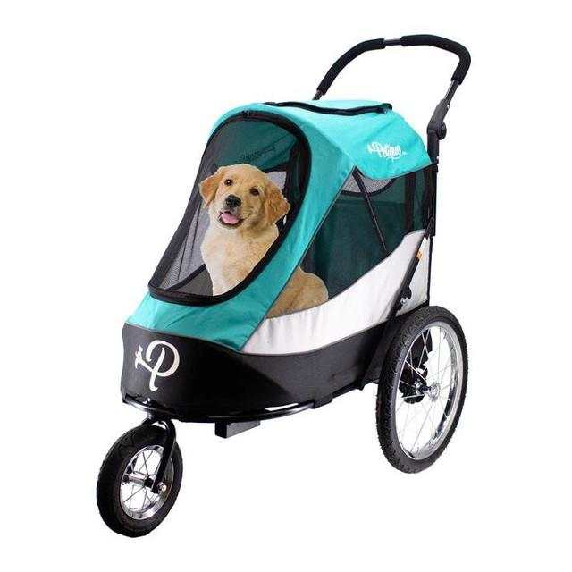 Petique Trailblazer pet jogger stroller in three colours with bike trailer kit, suitable for dogs up to 35kg