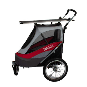 InnoPet Sporty Deluxe black grooming table mounted on dog trailer for easy pet care at shows