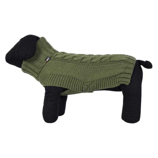 Rukka Pets Wooly Knitwear olive dog jumper with high collar and warm wool blend