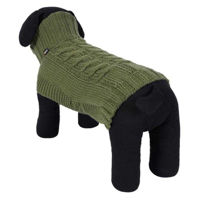Rukka Pets Wooly Knitwear Olive dog jumper with high polo collar and warm wool mix knit