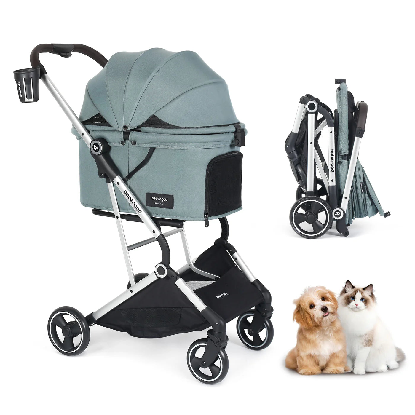 Beberoad T4 Pet Stroller | Small to Medium Dogs & Cats up to 20kg | 3 Colours