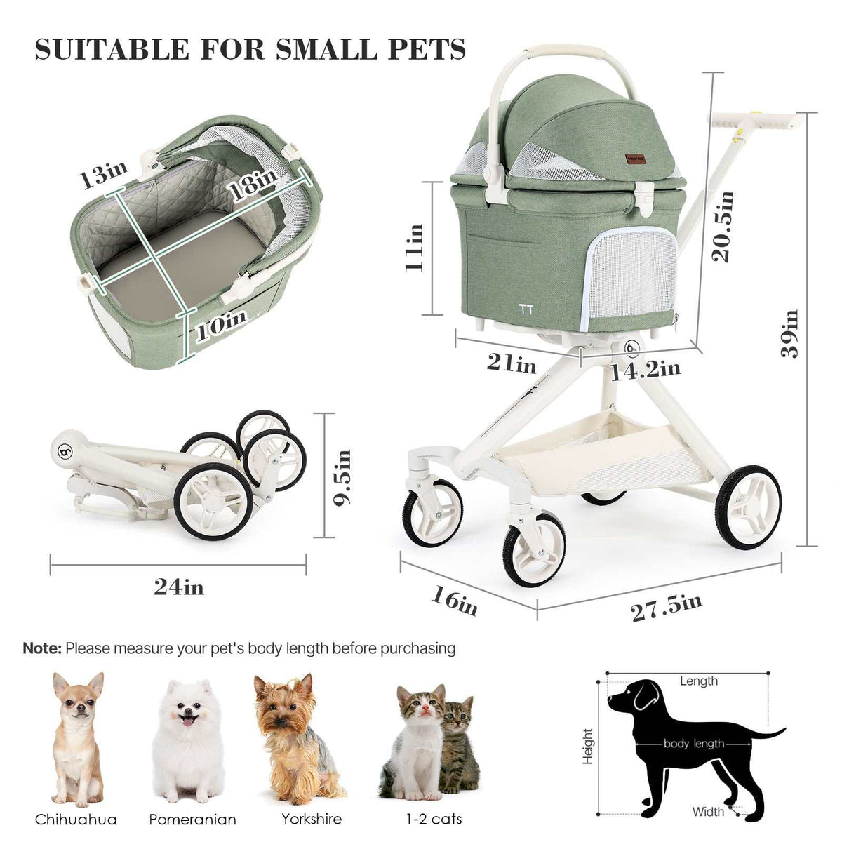 Beberoad Pet Stroller Beberoad TT | Compact 2-in-1 Pet Stroller & Carrier | Small Dogs & Cats up to 20kg | 2 Colours Beberoad TT Compact Pet Stroller | Dogs & Cats up to 20kg