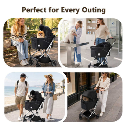Beberoad T4 Max pet stroller in Black rear view