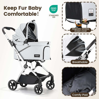 Beberoad T4 Max pet stroller cabin interior in Grey