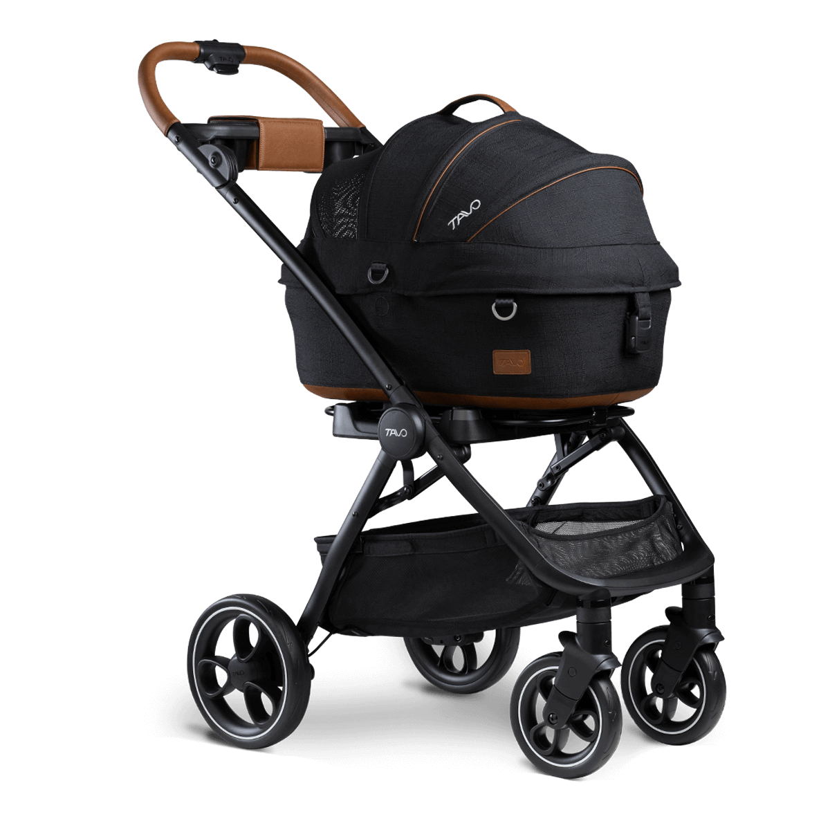 Black Tavo Roscoe multi-terrain pet stroller frame compatible with Maeve and Hendrick carriers