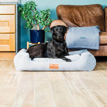 Baker & Bray orthopaedic dog bed with recycled memory foam and removable washable cover in navy blue