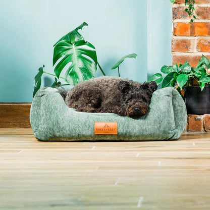 Orthopaedic dog bed by Baker & Bray in navy blue with recycled memory foam and hypoallergenic fabric