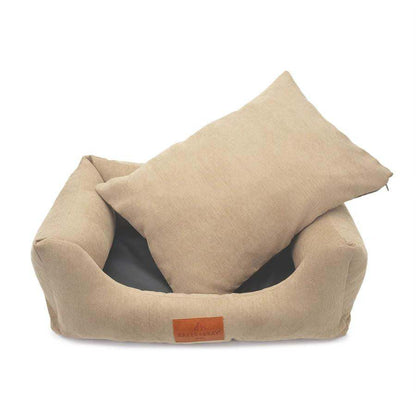 Baker & Bray orthopaedic dog bed in navy blue with recycled memory foam and removable washable cover
