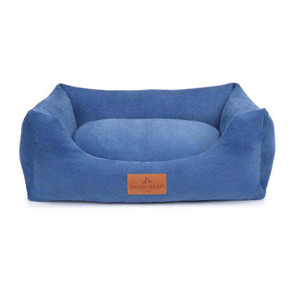 Orthopaedic dog bed with recycled memory foam and removable washable covers in navy blue from Baker & Bray