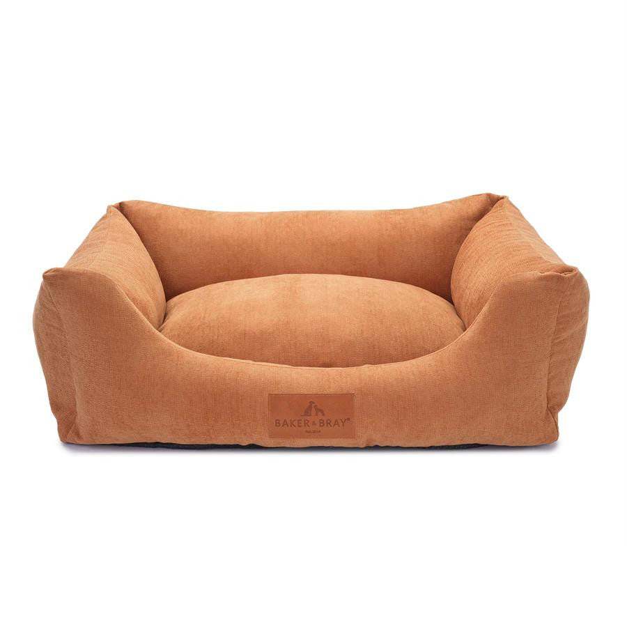 Baker & Bray orthopaedic dog bed in navy blue with recycled memory foam and removable washable cover