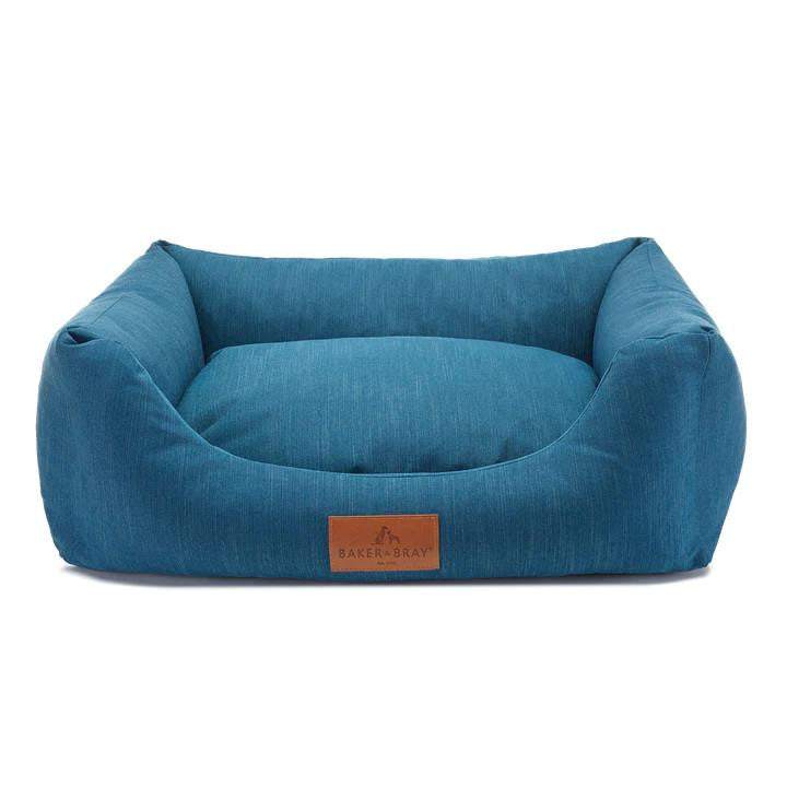 Orthopaedic dog bed with recycled memory foam and hypoallergenic fabric in navy blue by Baker & Bray