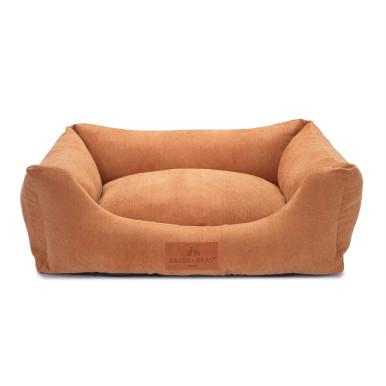 Luxury orthopaedic dog bed made from recycled materials with memory foam cushion and removable washable covers in nine colors