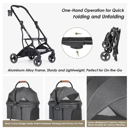  Beberoad 3-in-1 Pet Stroller & Travel System | T3 | Suitable for Small Dogs & Cats  BRUK130-T3 Pets Own Us