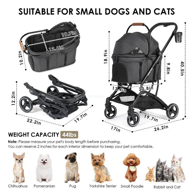  Beberoad 3-in-1 Pet Stroller & Travel System | T3 | Suitable for Small Dogs & Cats  BRUK130-T3 Pets Own Us