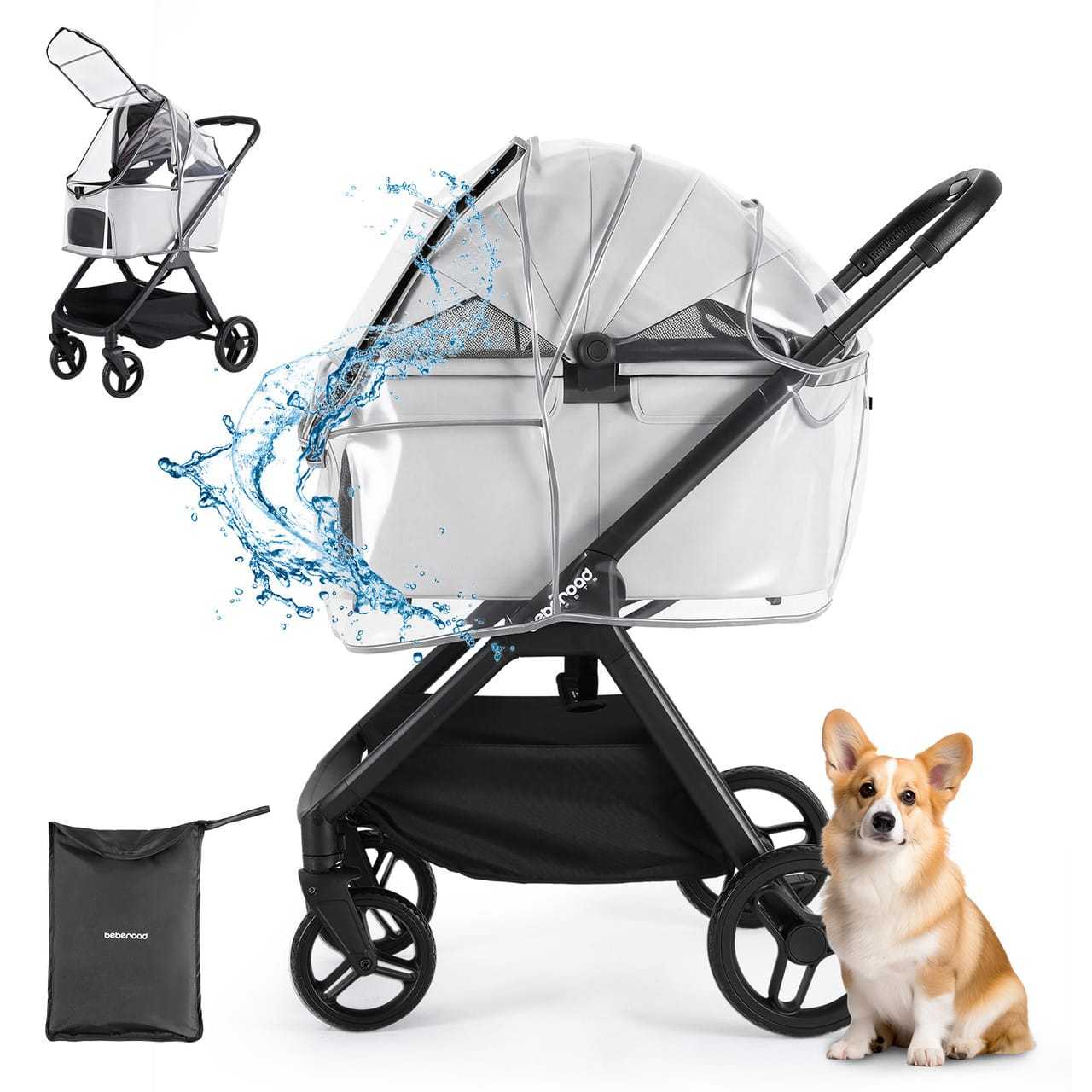 Beberoad Stroller Rain Cover waterproof clear protective cover for pet strollers