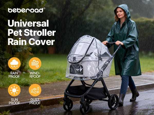 Beberoad stroller rain cover protecting pet stroller from rain and wind