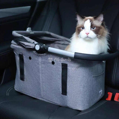 Beberoad T1 double pet stroller in grey for dogs and cats up to 25kg with dual compartments and 360° swiveling front wheel