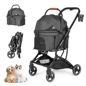 Beberoad T3 3-in-1 Pet Stroller and Travel System for small dogs and cats up to 20kg with detachable carrier, swivel wheels, and ventilation.