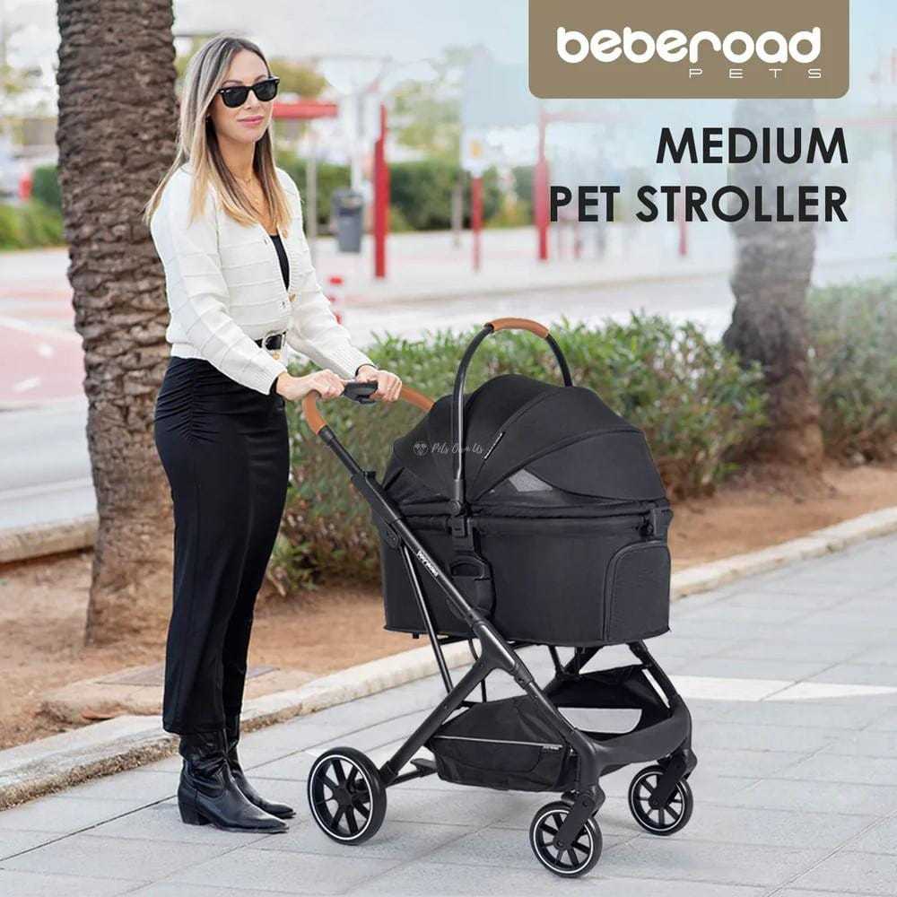 Beberoad T6 3-in-1 pet stroller for medium dogs up to 30kg in three colors with all-terrain wheels and reclining canopy