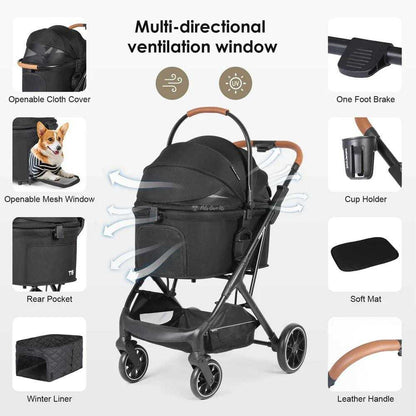 Beberoad T6 3-in-1 pet stroller for medium dogs up to 30kg in three colors