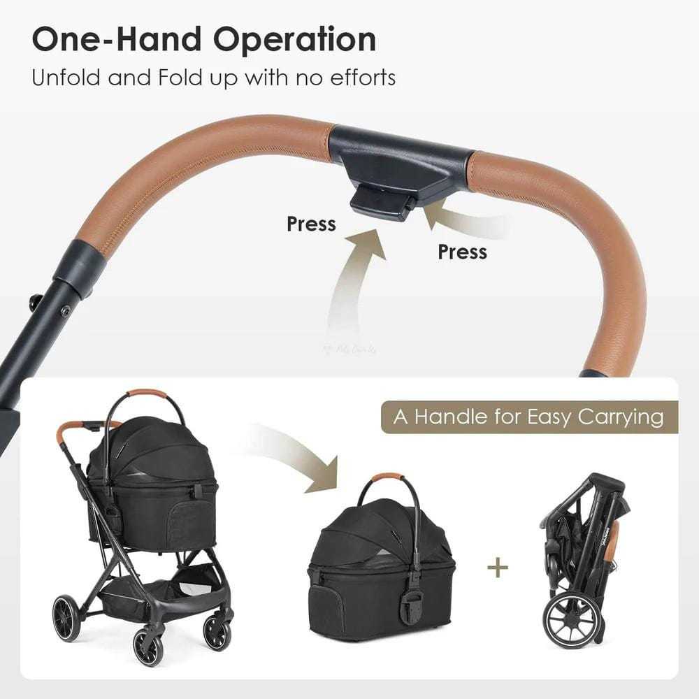 Beberoad T6 3-in-1 pet stroller for medium dogs up to 30kg with all-terrain wheels and reclining canopy in multiple colors