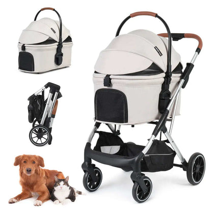 Beberoad T6 3-in-1 pet stroller for medium dogs up to 30kg with all-terrain wheels and detachable basket