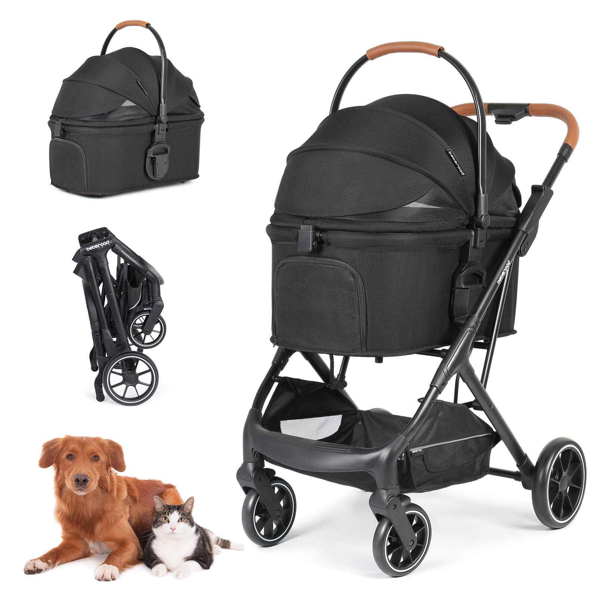 Beberoad Pet Stroller Beberoad T6 | 3-in-1 Pet Stroller & Travel System | Medium Dogs up to 30kg | 3 Colours Beberoad T6 | 3-in-1 Pet Stroller & Travel System up to 30kg | Pets Own Us