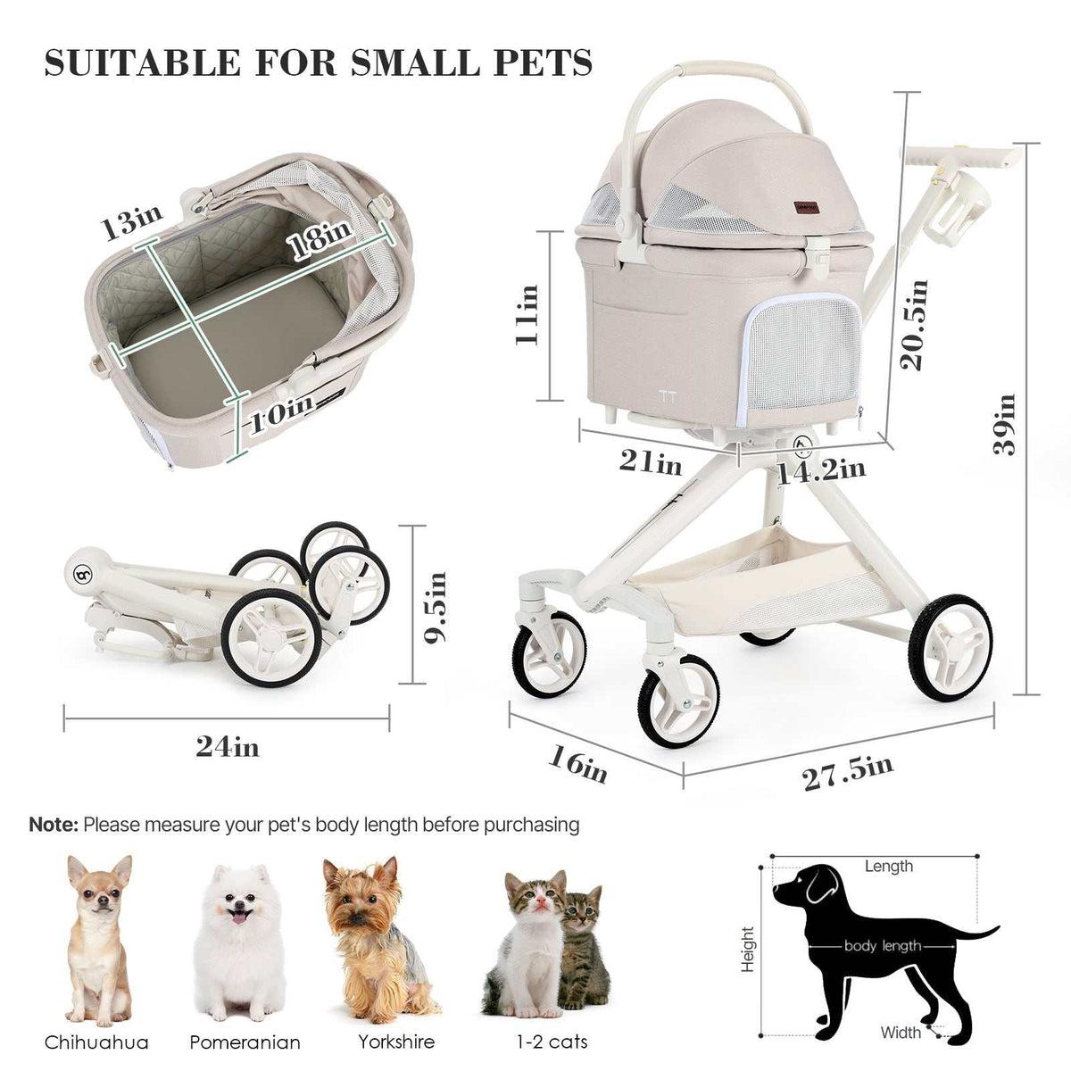 Beberoad Pet Stroller Beberoad TT | Compact 2-in-1 Pet Stroller & Carrier | Small Dogs & Cats up to 20kg | 2 Colours Beberoad TT Compact Pet Stroller | Dogs & Cats up to 20kg