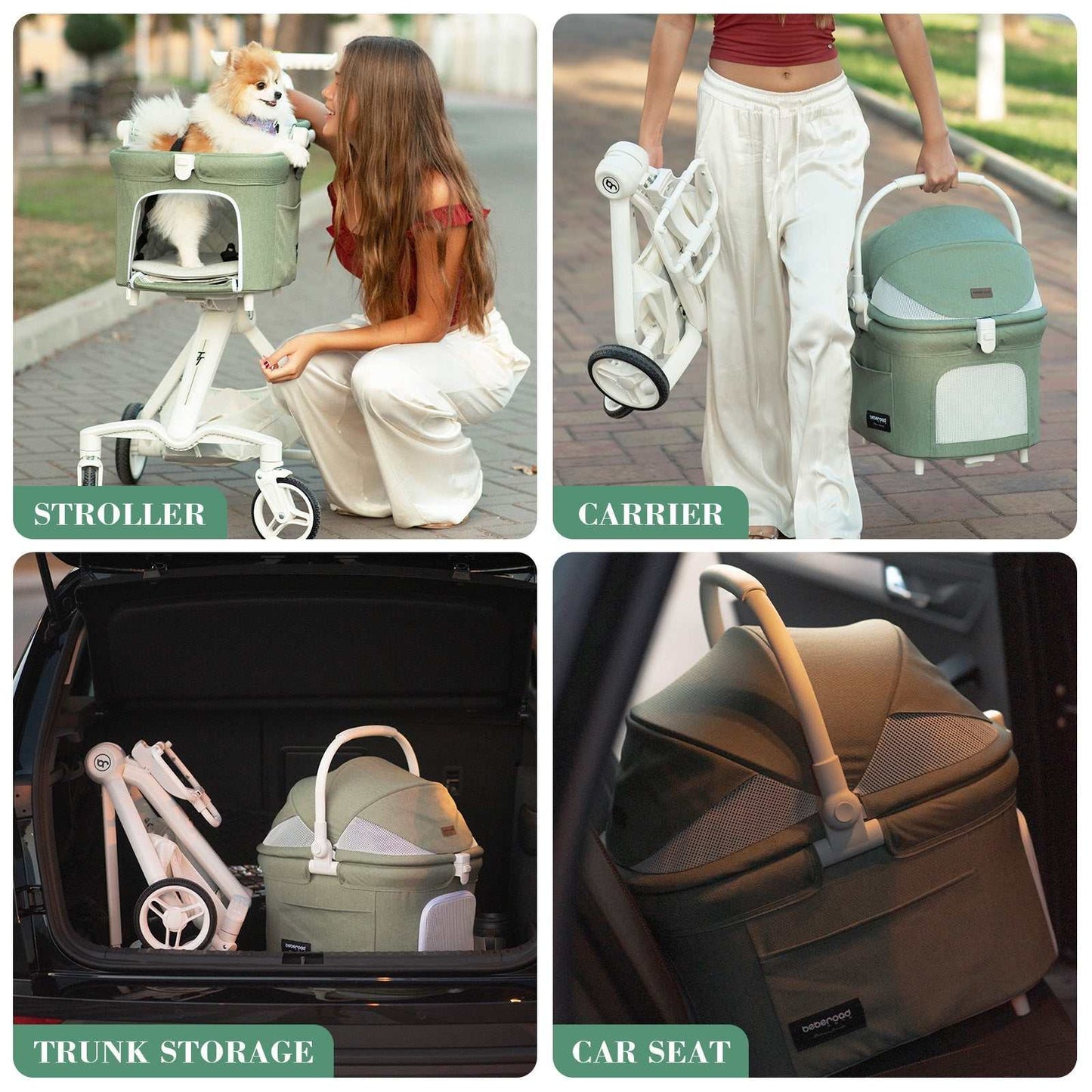 Beberoad Pet Stroller Beberoad TT | Compact 2-in-1 Pet Stroller & Carrier | Small Dogs & Cats up to 20kg | 2 Colours Beberoad TT Compact Pet Stroller | Dogs & Cats up to 20kg