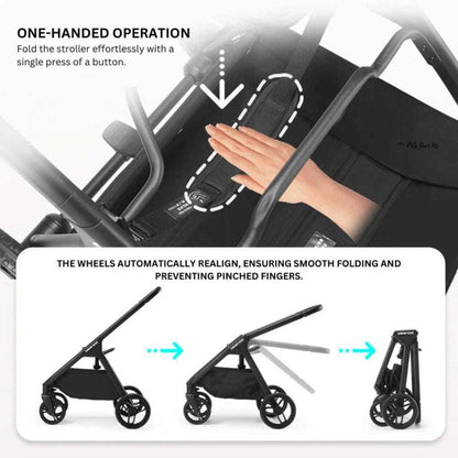 Beberoad X5 medium pet stroller in black and grey with mesh windows and one-hand fold design for pets up to 25kg