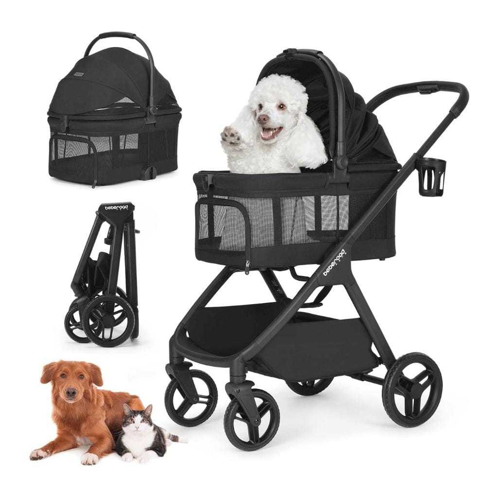 Beberoad X5 3-in-1 pet stroller for medium pets up to 25kg with lightweight foldable design and safety features