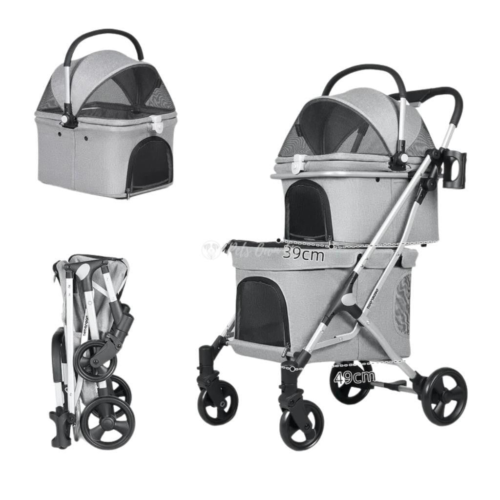  Beberoad Double Pet Stroller & Travel System | T1 | Grey  BRUK027-T1-N-GY-1-1 Pets Own Us