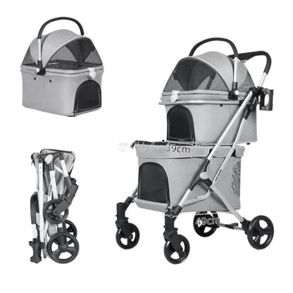  Beberoad Double Pet Stroller & Travel System | T1 | Grey  BRUK027-T1-N-GY-1-1 Pets Own Us