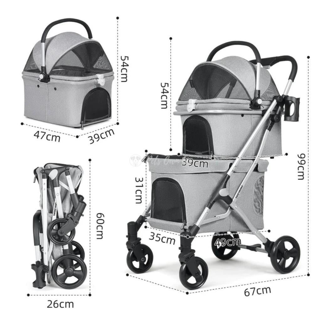  Beberoad Double Pet Stroller & Travel System | T1 | Grey  BRUK027-T1-N-GY-1-1 Pets Own Us