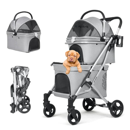  Beberoad  | T1 | Double Decker Pet Stroller & Travel System | Small to Medium Dogs & Cats up to 25kg | Grey  BRUK027-T1-N-GY-1-1 Pets Own Us