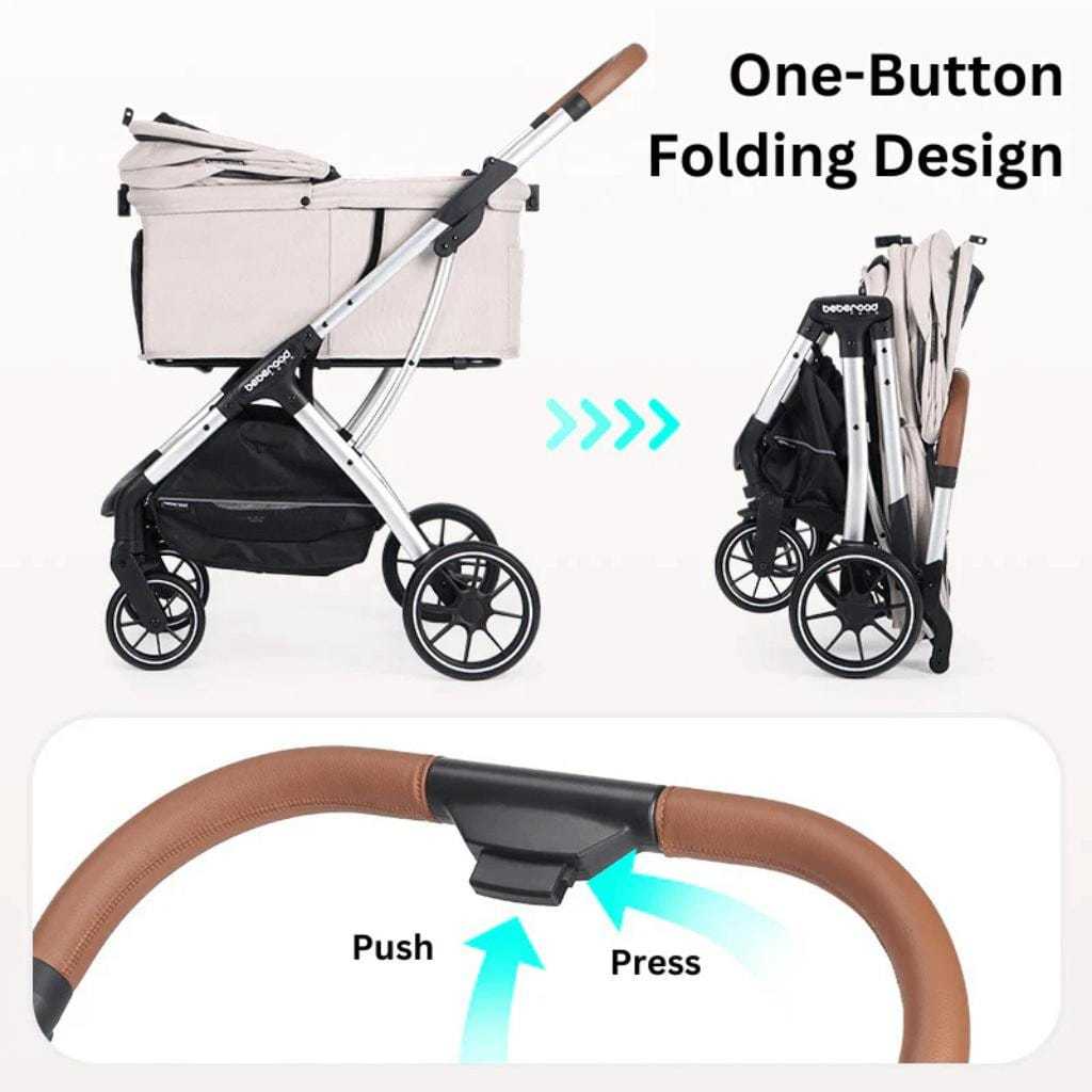 Beberoad T5 pet stroller for pets up to 25kg, foldable and durable design in three colors