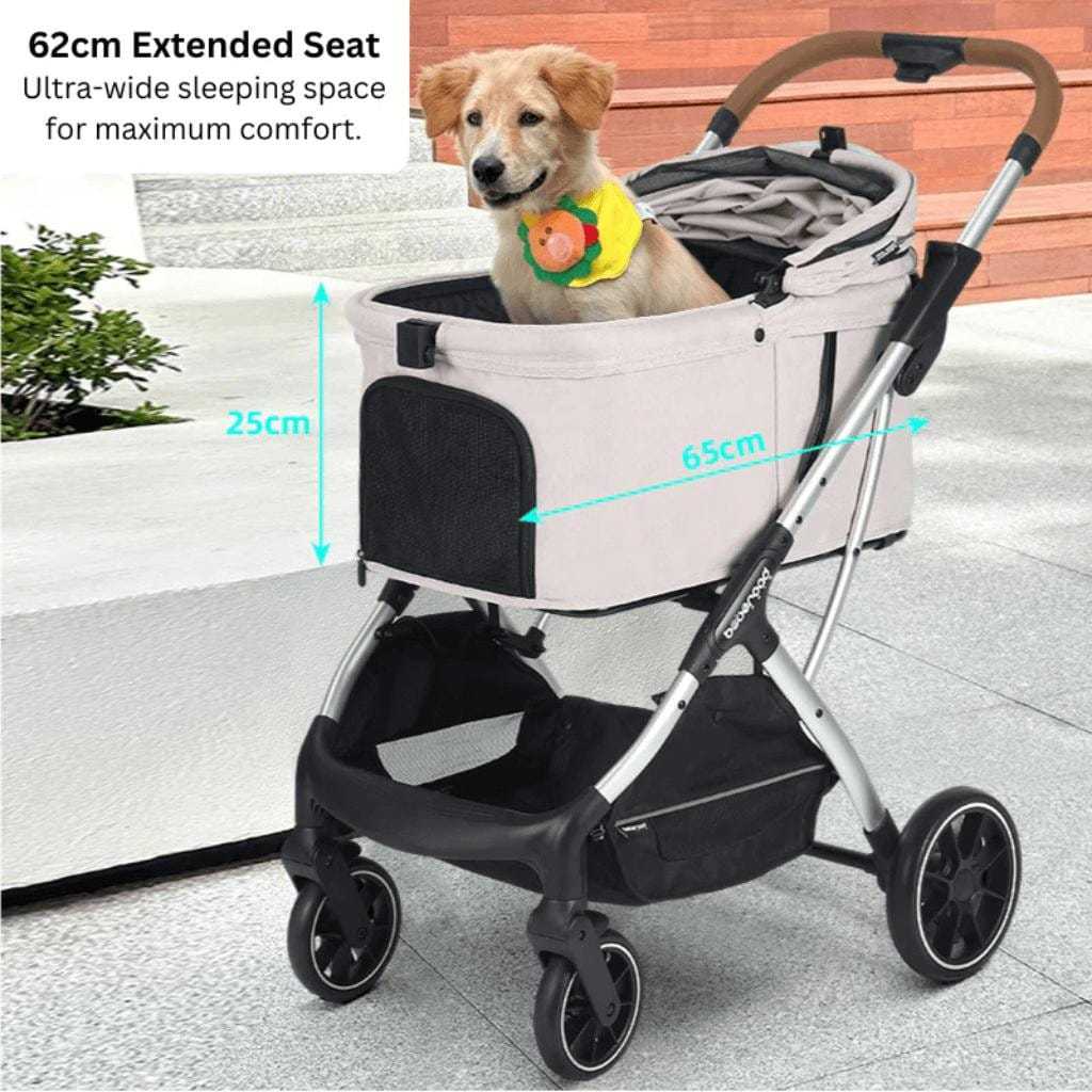 Beberoad T5 pet stroller in black with mesh ventilation for small to medium pets up to 25kg
