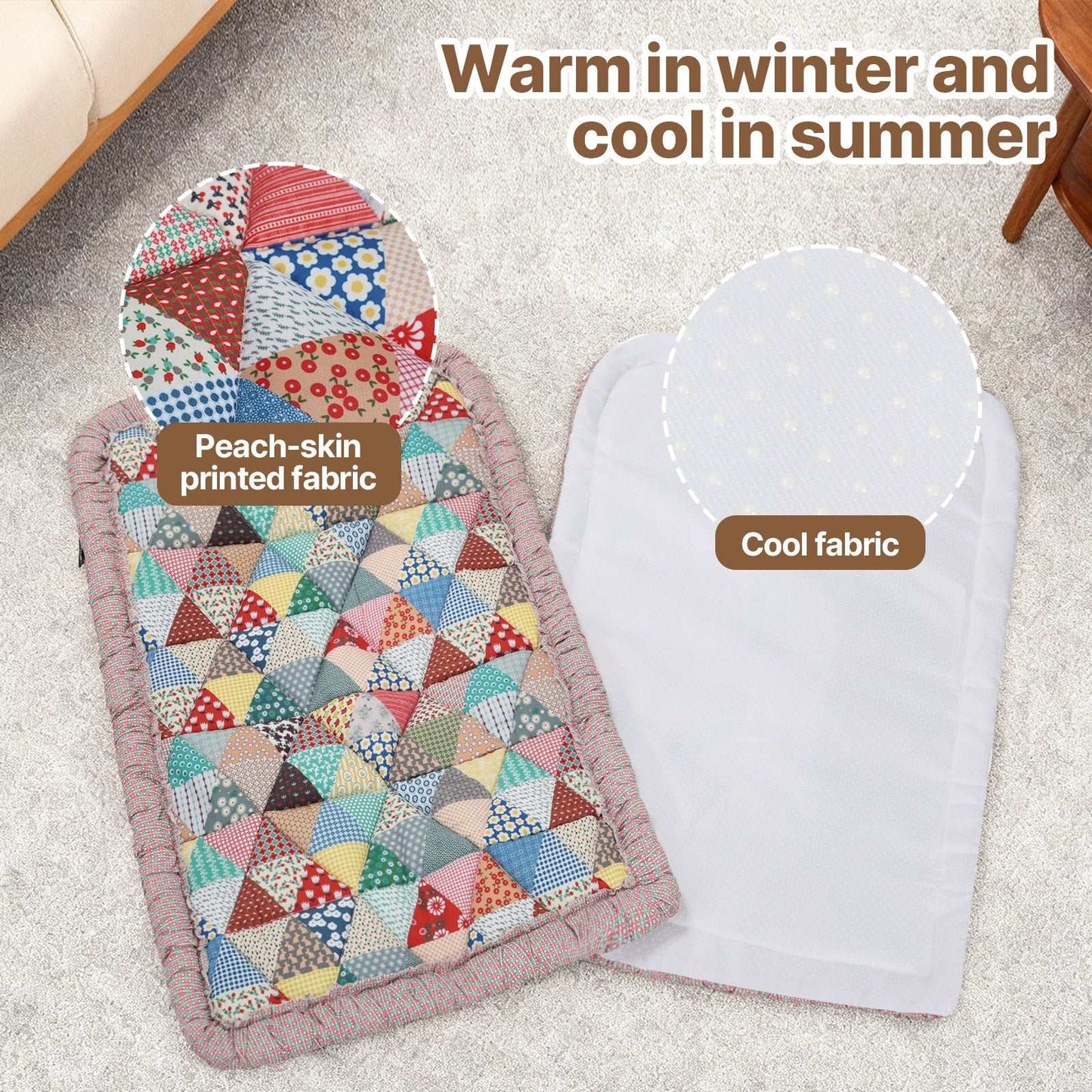 Beberoad pet stroller cushion handmade lace trim detail
