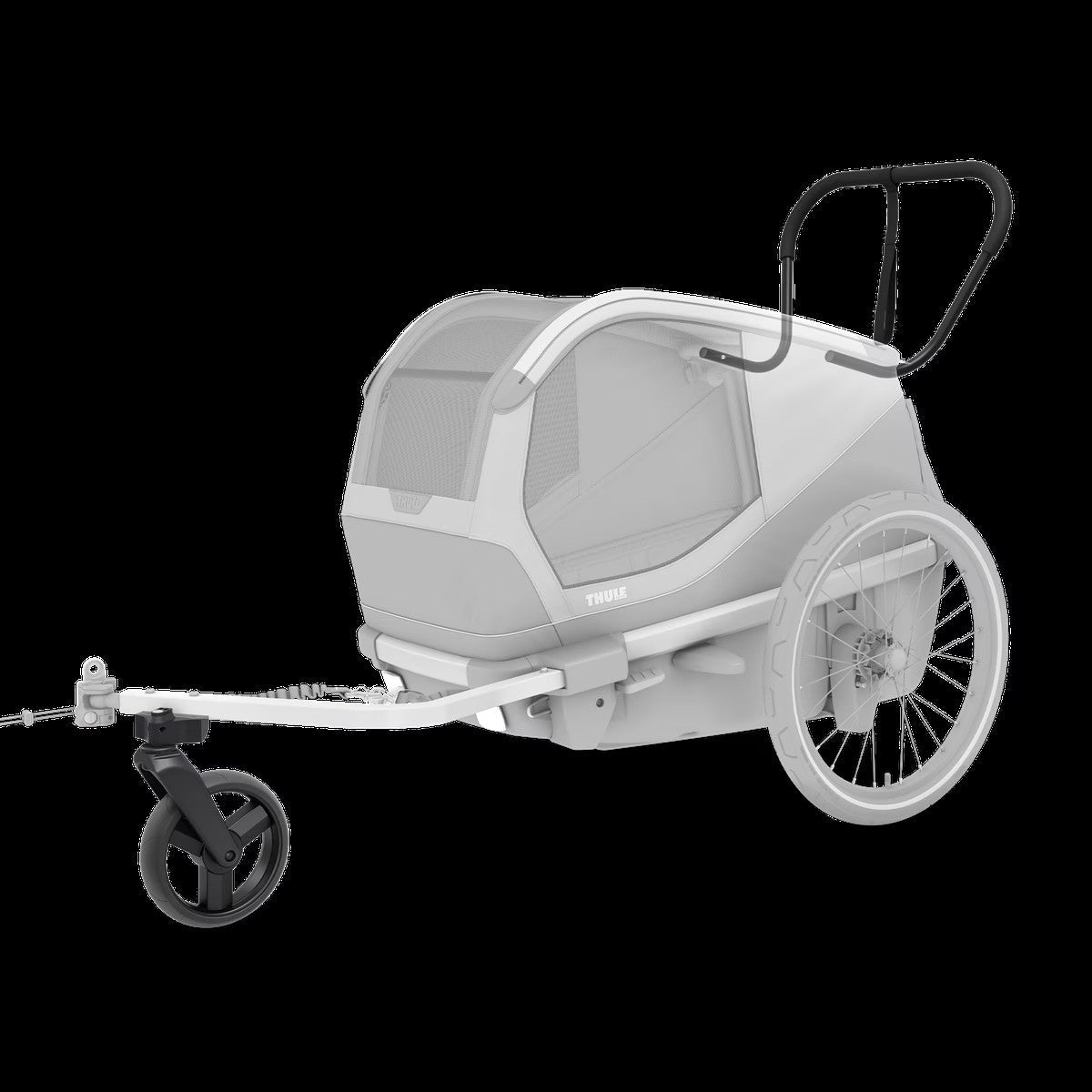 Thule Bexey dog stroller kit converting bike trailer to stroller with dog inside
