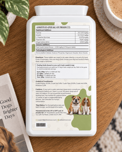Boundless by Pets Own Us Pet Supplements Boundless Calming Tablets | Calm & Comfort for Dogs Boundless Calming Tablets for Dogs | Calm Travel & Fireworks