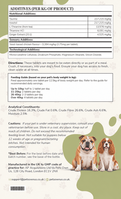 Boundless by Pets Own Us Pet Supplements Boundless Calming Tablets | Calm & Comfort for Dogs Boundless Calming Tablets for Dogs | Calm Travel & Fireworks