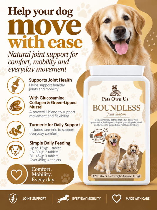 Boundless by Pets Own Us Pet Supplements Boundless Joint Support | Hip & Joint Tablets for Dogs Boundless Joint Support | Dog Joint Supplement | 120 Tablets